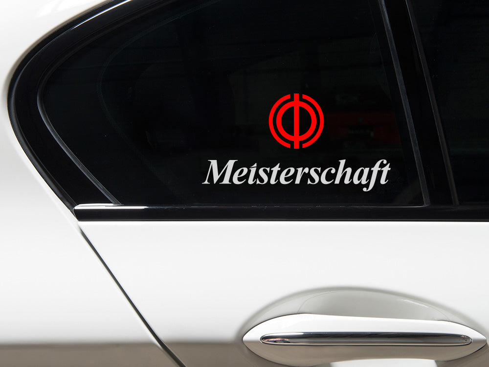 Meisterschaft Icon Decal set featuring a transparent background, displayed on a car window.