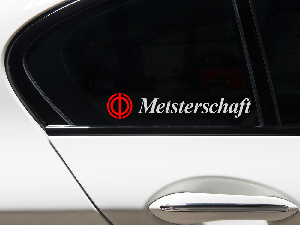 Meisterschaft Icon Decal set featuring a transparent background, displayed on a car window.
