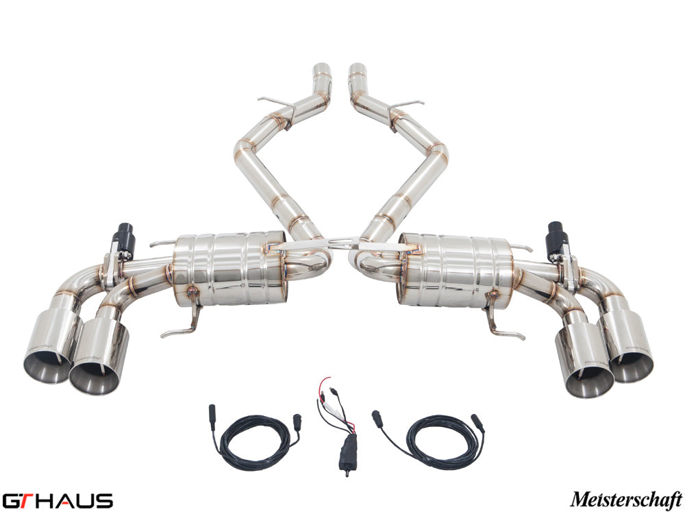 Premium exhaust system for Alfa Romeo Giulia Quadrifoglio, featuring T304 stainless steel and electronic valve control.