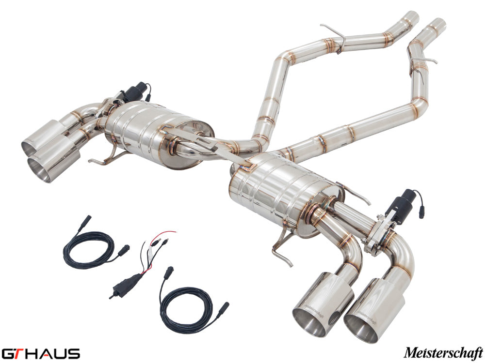 Premium performance exhaust system for Alfa Romeo Giulia Quadrifoglio, featuring stainless steel construction and electronic valve control.