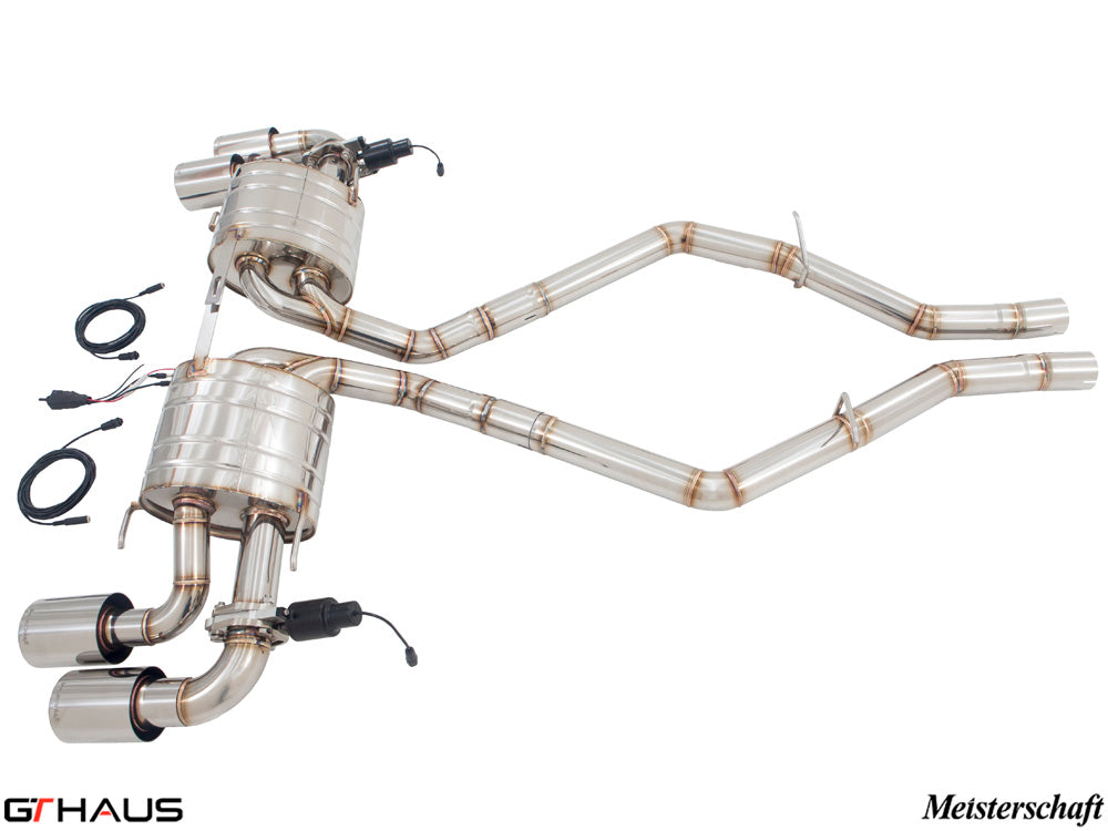 Premium performance exhaust system for Alfa Romeo Giulia Quadrifoglio, featuring stainless steel construction and electronic valve control.