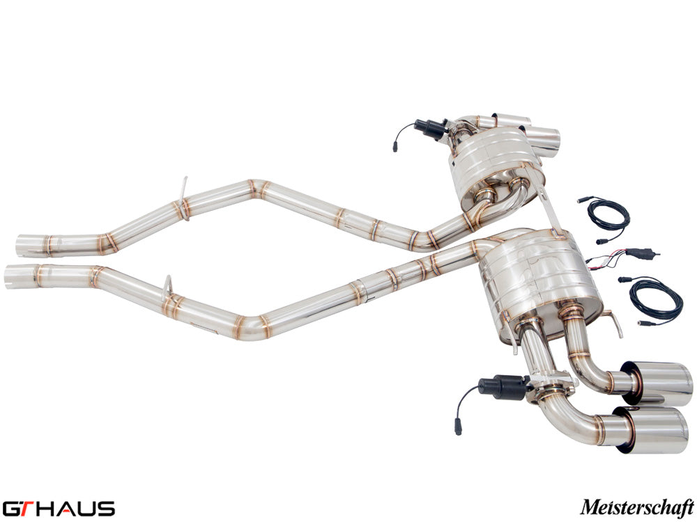 Premium exhaust system for Alfa Romeo Giulia Quadrifoglio, featuring T304 stainless steel and electronic valve control.