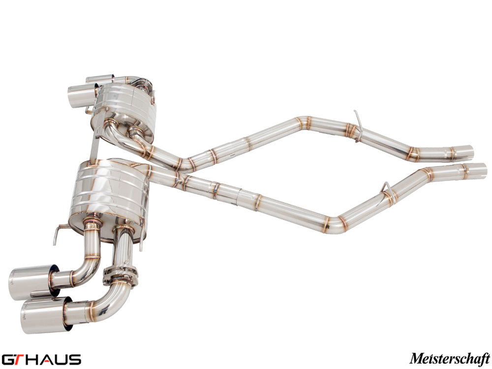 Premium performance exhaust system for Alfa Romeo Giulia Quadrifoglio, featuring T304 stainless steel and enhanced sound.