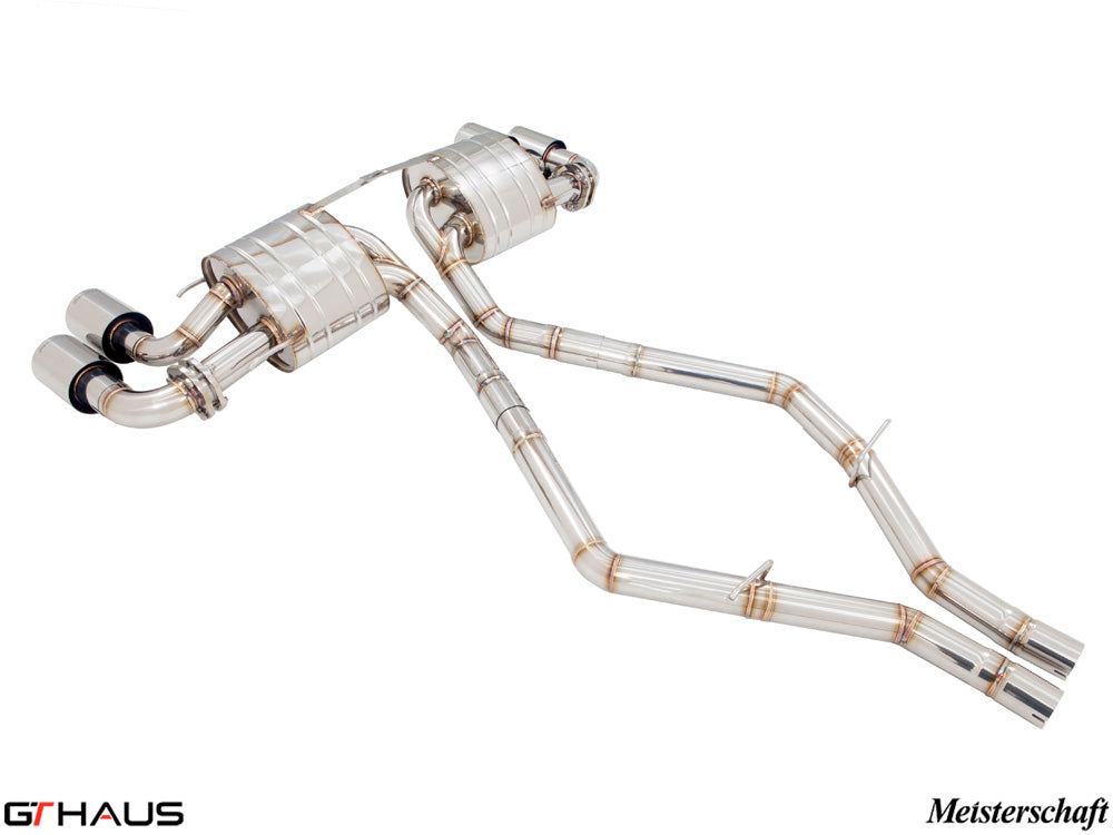 Premium performance exhaust system for Alfa Romeo Giulia Quadrifoglio, featuring stainless steel construction and enhanced sound.