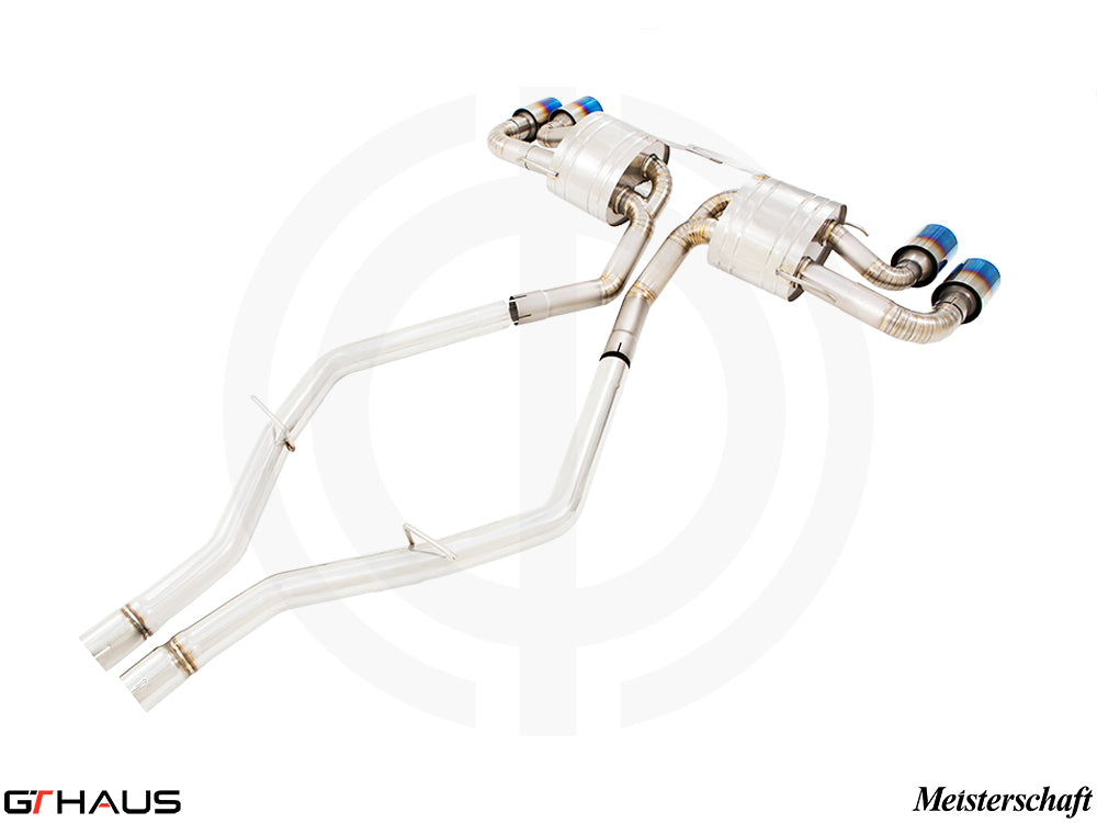 Premium performance exhaust system for Alfa Romeo Giulia Quadrifoglio, featuring stainless steel construction and electronic valve control.