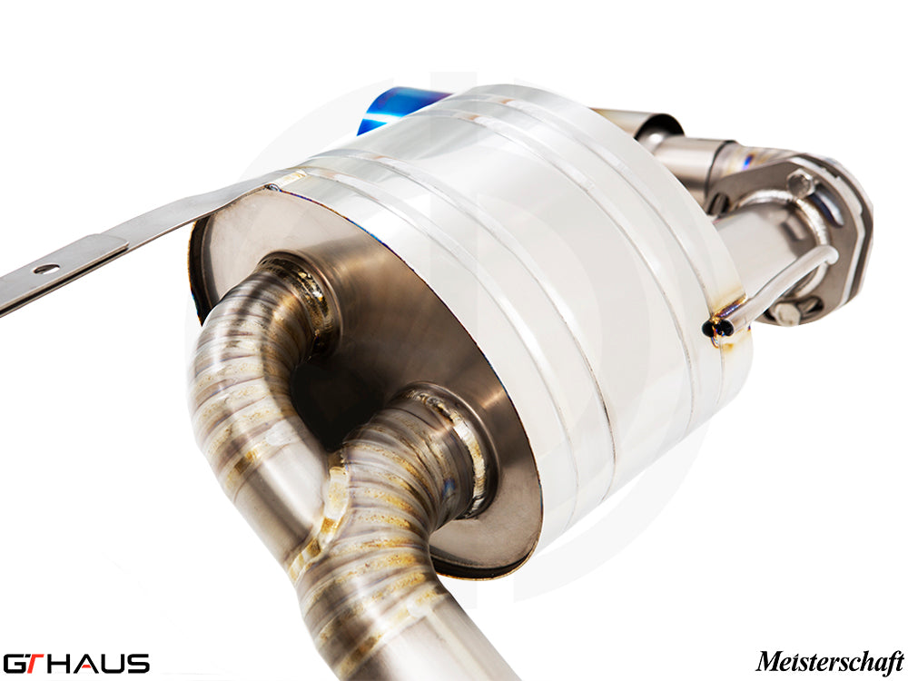 Premium exhaust system for Alfa Romeo Giulia Quadrifoglio featuring a polished stainless steel design and advanced valve control.