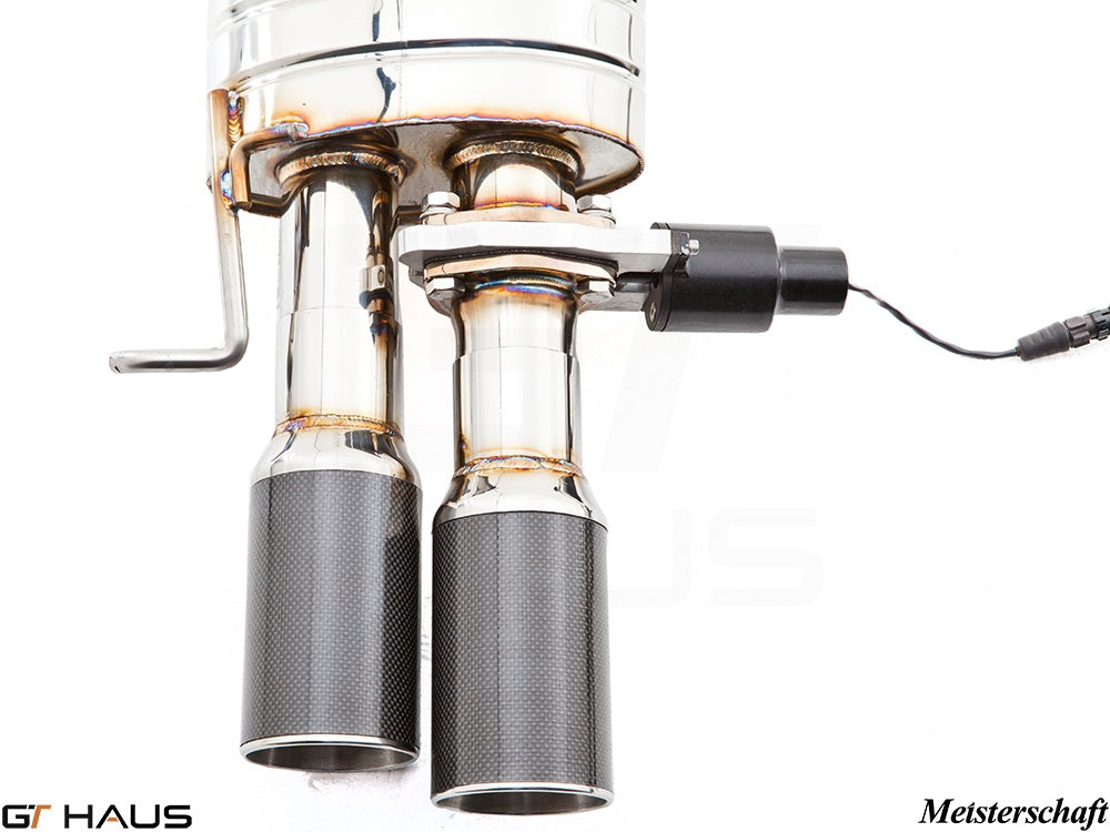 Premium exhaust system for Audi A8/S8 D3 with 5.2L V10, featuring dual tips and electronic valve control.