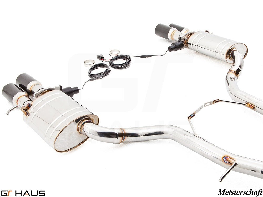 Premium performance exhaust system for Audi A8/S8 D3 W12 6.0L Quattro, featuring stainless steel construction and electronic valve control.