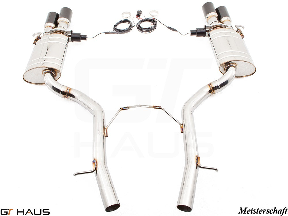 Premium performance exhaust system for Audi A8/S8 D3 W12 6.0L Quattro, featuring stainless steel construction and electronic valves.