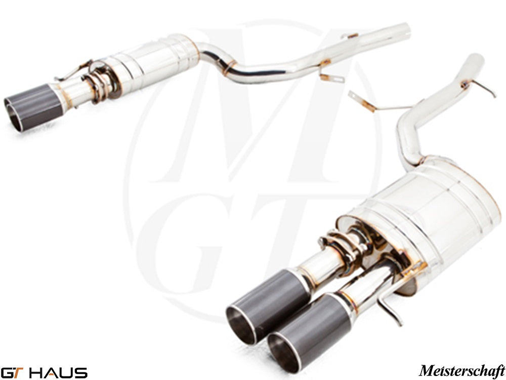 Premium performance exhaust system for Audi A8/S8 D3 W12 6.0L Quattro, featuring stainless steel construction and dual tips.