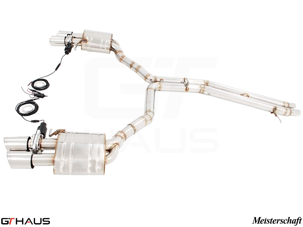 Premium exhaust system for Audi A8/S8 D4 Quattro (2013+) featuring stainless steel construction and electronic valve control.