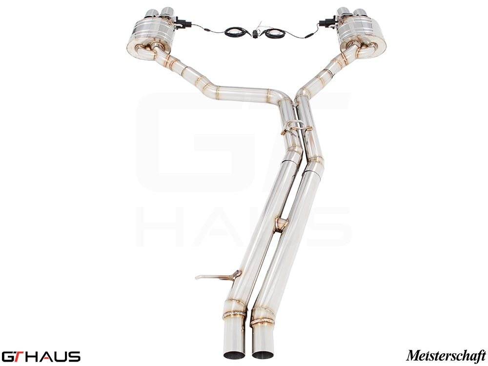 Premium performance exhaust system for Audi A8/S8 D4 Quattro, featuring stainless steel construction and electronic valve control.