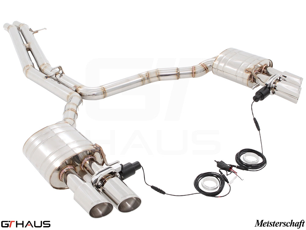 Premium exhaust system for Audi A8/S8 D4 Quattro, featuring stainless steel construction and electronic valve control.