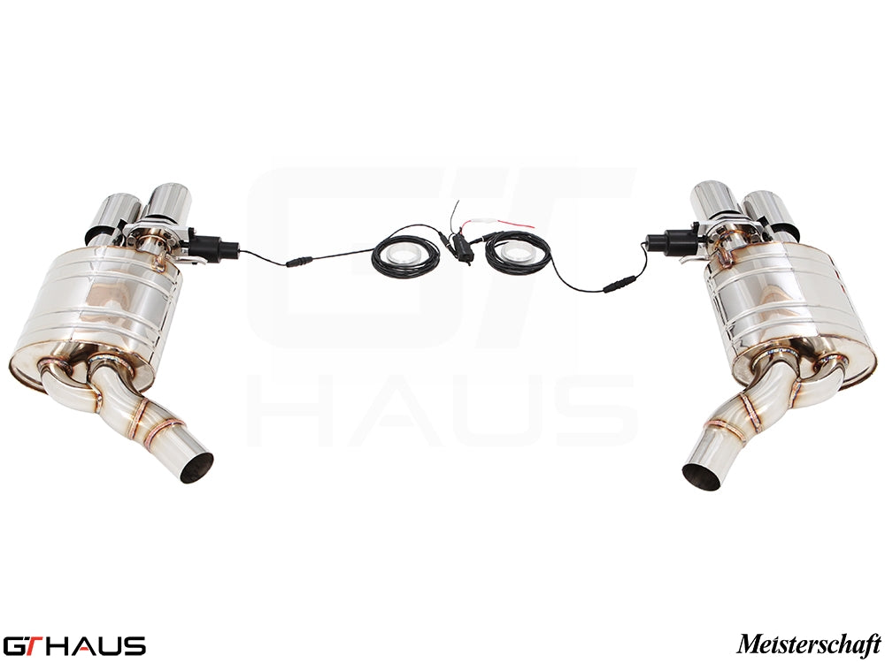 Premium exhaust system for Audi A8/S8 D4 Quattro, featuring dual tips and electronic valve control for enhanced performance.