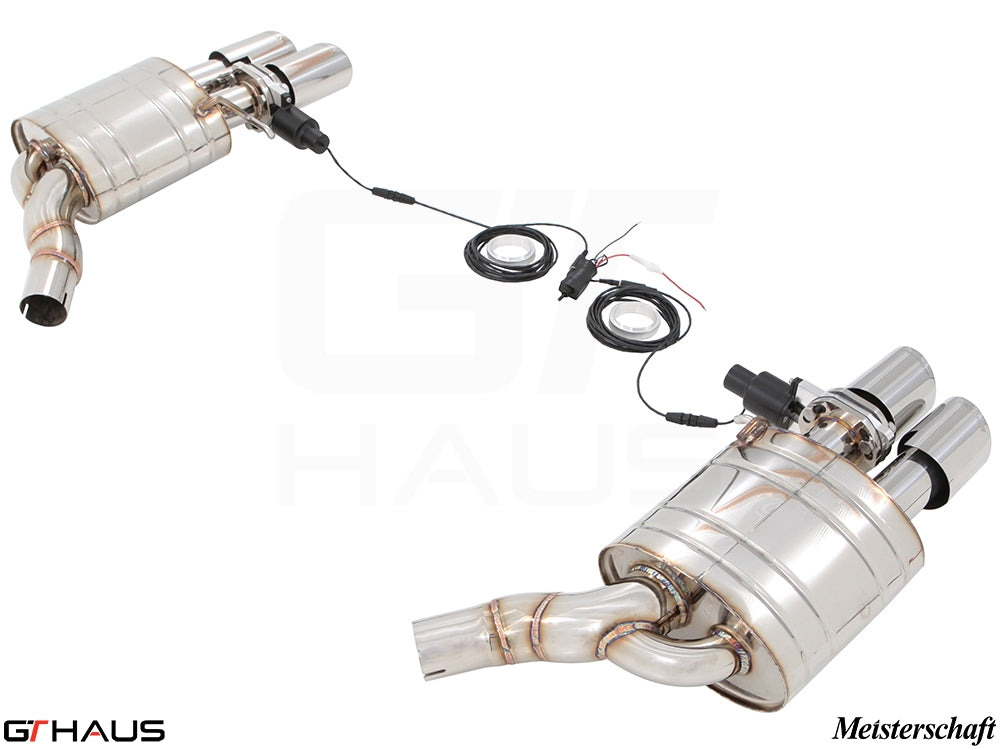 Premium performance exhaust system for Audi A8/S8 D4, featuring dual tips and electronic valve control for enhanced sound.