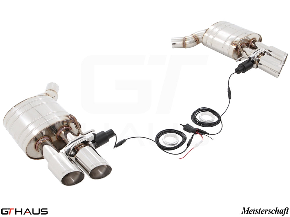 Premium exhaust system for Audi A8/S8 D4 Quattro, featuring dual tips and electronic valve control for enhanced performance.