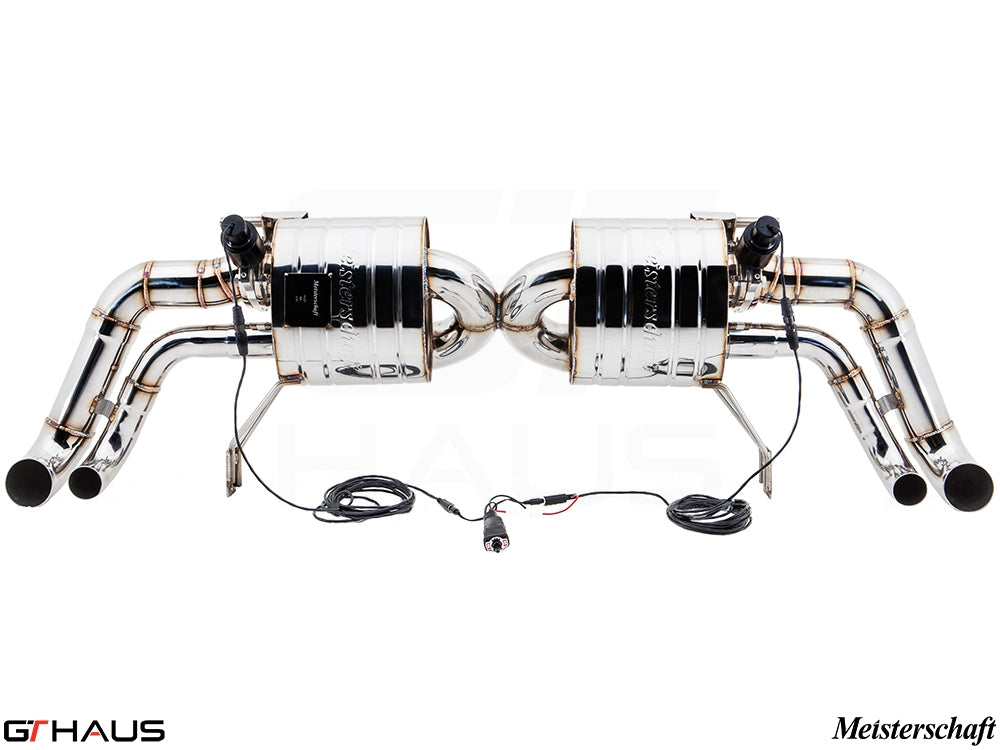 Premium performance exhaust system for Audi R8 Coupe/Roadster V10, featuring stainless steel construction and electronic valve control.