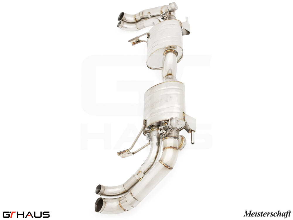 Premium stainless steel exhaust system for Audi R8 V10 and V10+ (2017+) by GTHaus, enhancing performance and sound.