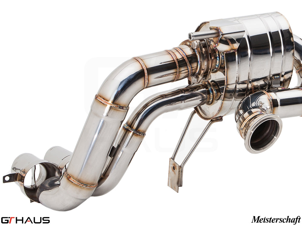 Premium stainless steel exhaust system for Audi R8 Coupe/Roadster 4.2L V8, enhancing performance and sound.