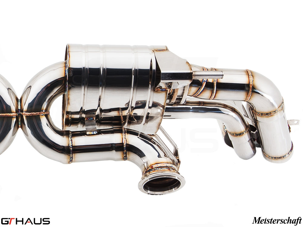 Premium stainless steel exhaust system for Audi R8 Coupe/Roadster 4.2L V8, enhancing performance and sound.