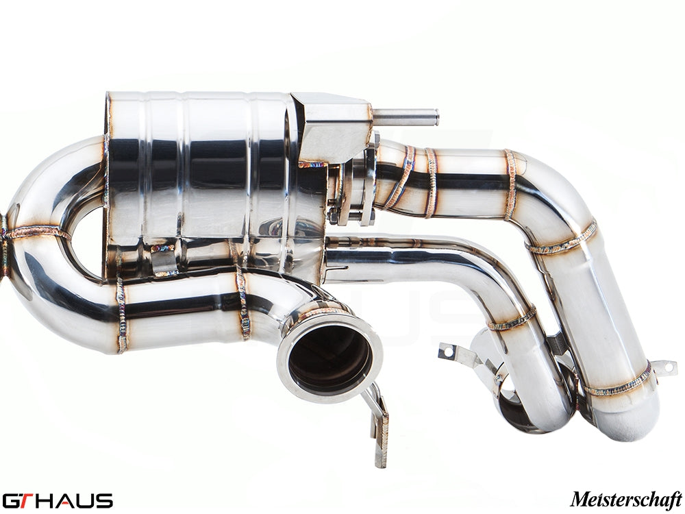 Premium stainless steel exhaust system for Audi R8 Coupe/Roadster 4.2L V8, enhancing performance and sound.