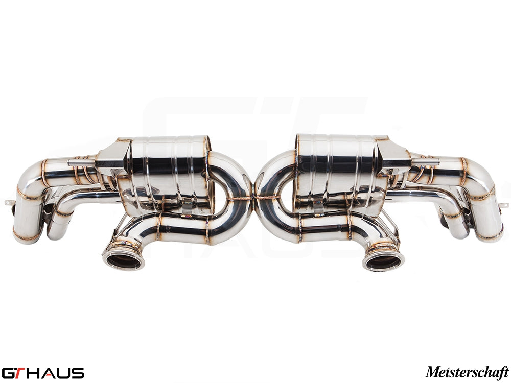Premium stainless steel exhaust system for Audi R8 Coupe/Roadster 4.2L V8, enhancing performance and sound.