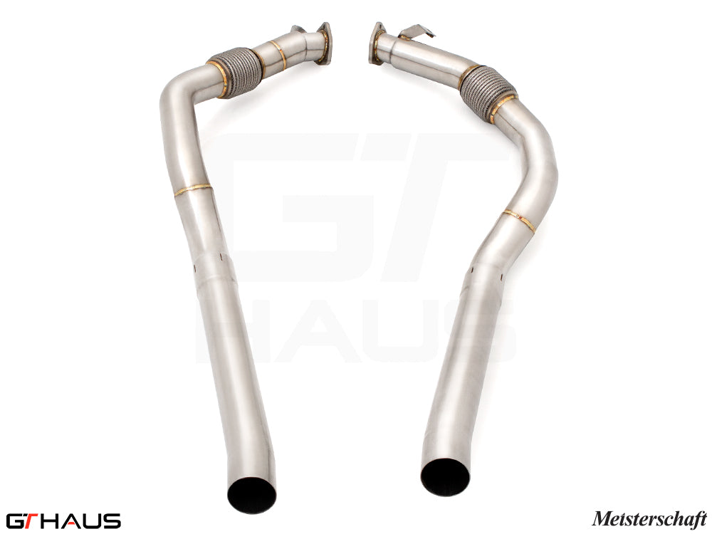 Audi RS6 Avant C8 2019+ front pipe resonator delete, crafted from high-quality stainless steel for enhanced performance.