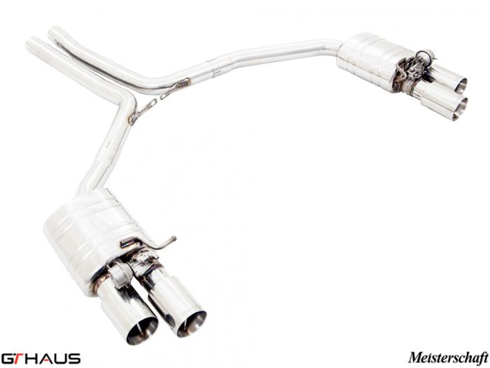 Premium exhaust system for Audi S5 Coupe V6 TFSI, featuring stainless steel construction and dual tips for enhanced performance.