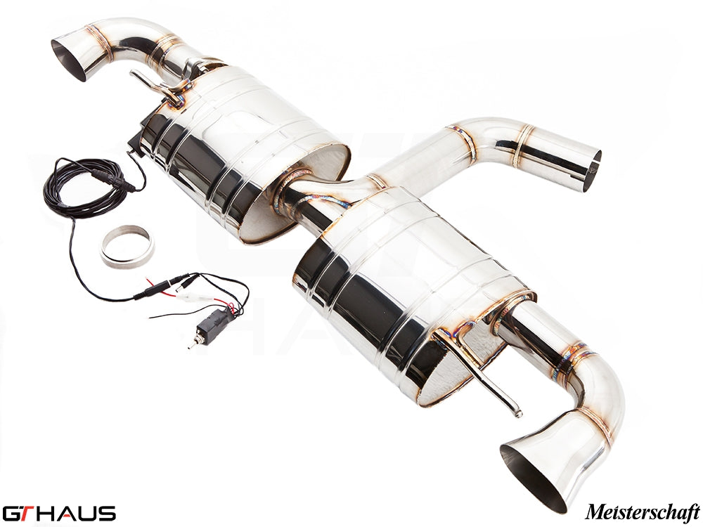 Premium performance exhaust system for Audi TT MK II TTRS, featuring stainless steel construction and electronic valve control.