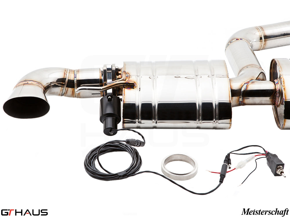 Premium exhaust system for Audi TT MK II TTRS, featuring electronic valve control and stainless steel construction.