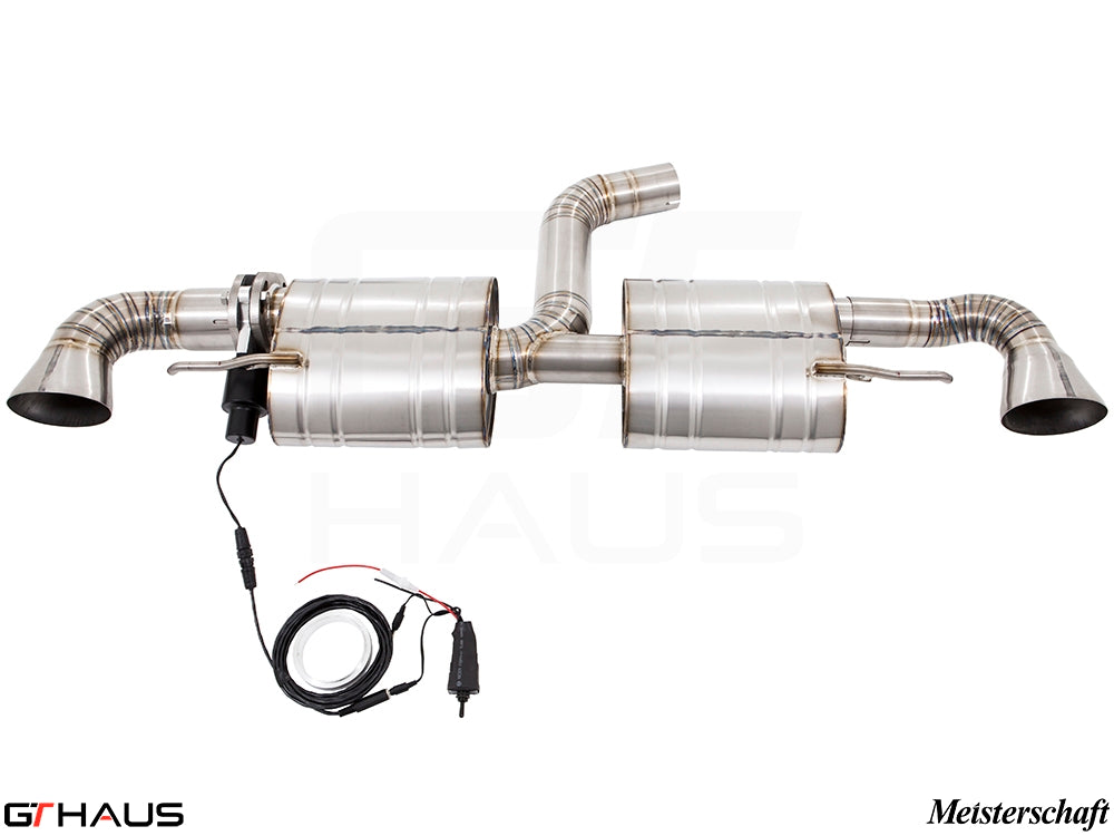 Premium exhaust system for Audi TT MK II TTRS, featuring stainless steel construction and electronic valve control.