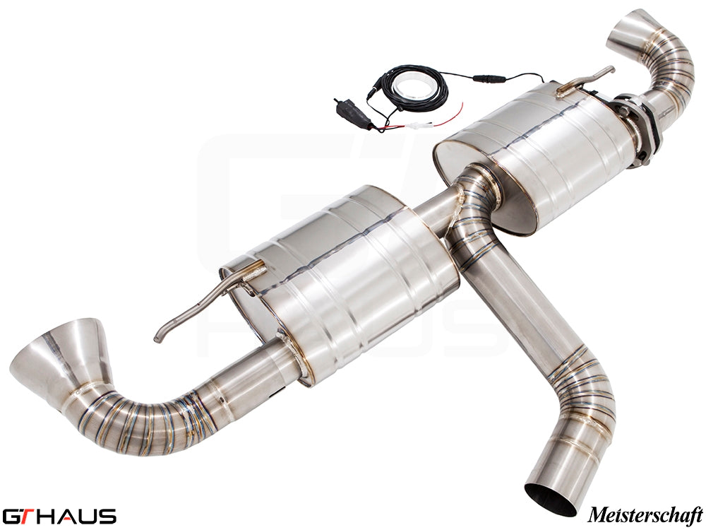 Premium exhaust system for Audi TT MK II TTRS, featuring stainless steel construction and electronic valve control.