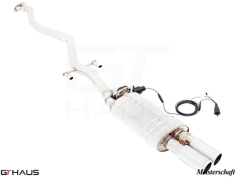 Premium exhaust system for BMW E30 M3 2.3L I-4, featuring stainless steel construction and electronic valve control.
