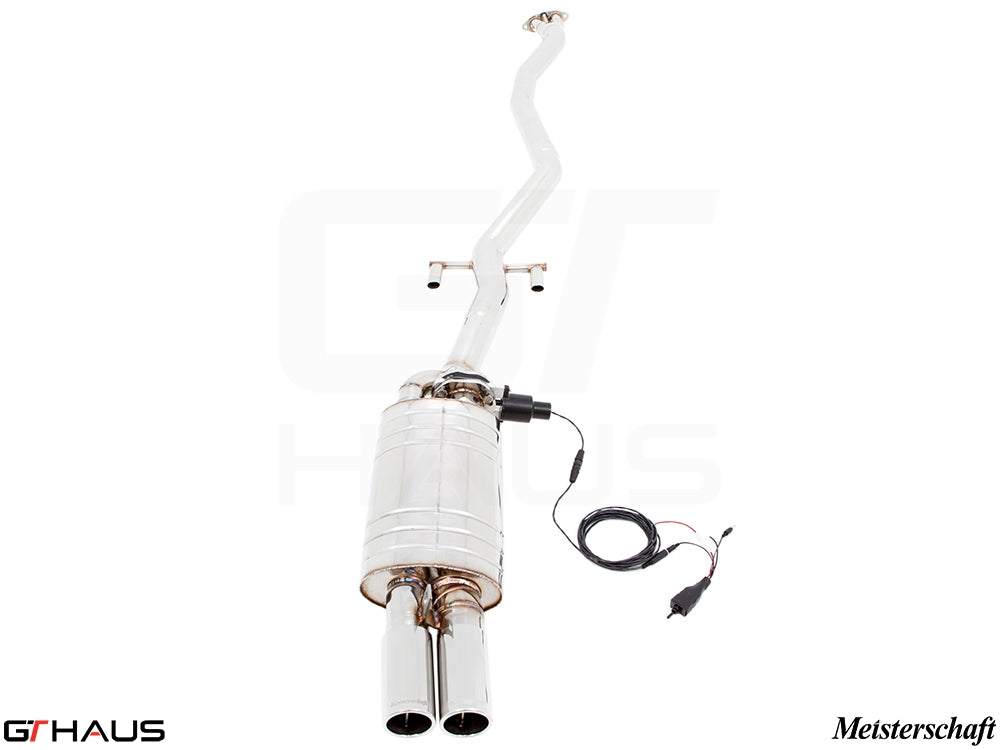 Premium exhaust system for BMW E30 M3 2.3L I-4, featuring stainless steel construction and electronic valve control.