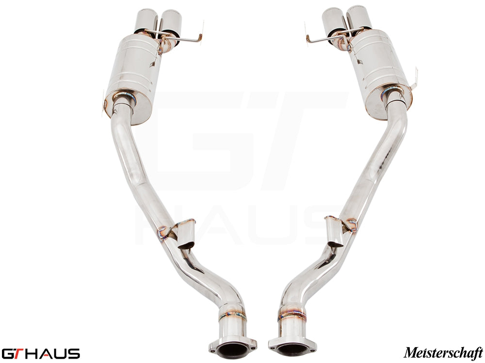 Premium Meisterschaft exhaust system for BMW E36/7, E36/8 Z3M 3.2L (S52) Coupe/Roadster, featuring polished stainless steel design.