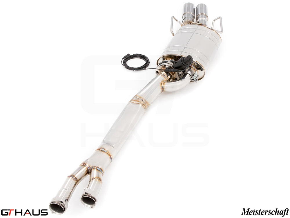 Premium stainless steel exhaust system for BMW E36 M3 3.0L/3.2L Coupe/Cabrio, featuring electronic valve control.