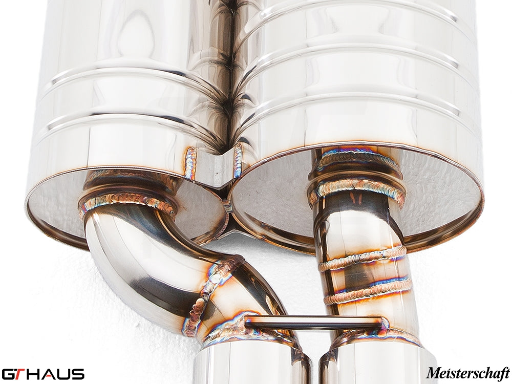 Premium stainless steel exhaust system for BMW E39 525i/530i, showcasing precision welding and design.