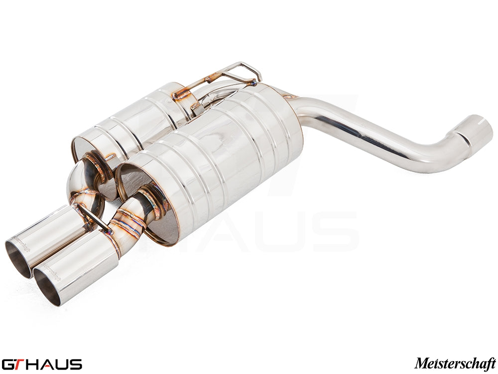 Premium exhaust system for BMW E39 540i V8, featuring dual polished tips and durable stainless steel construction.