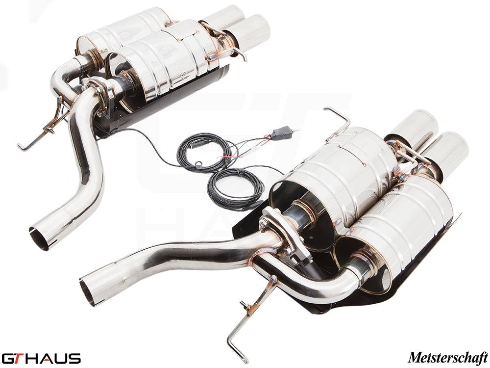 Premium exhaust system for BMW E39 M5 V8 Sport Sedan, featuring stainless steel construction and electronic valve control.