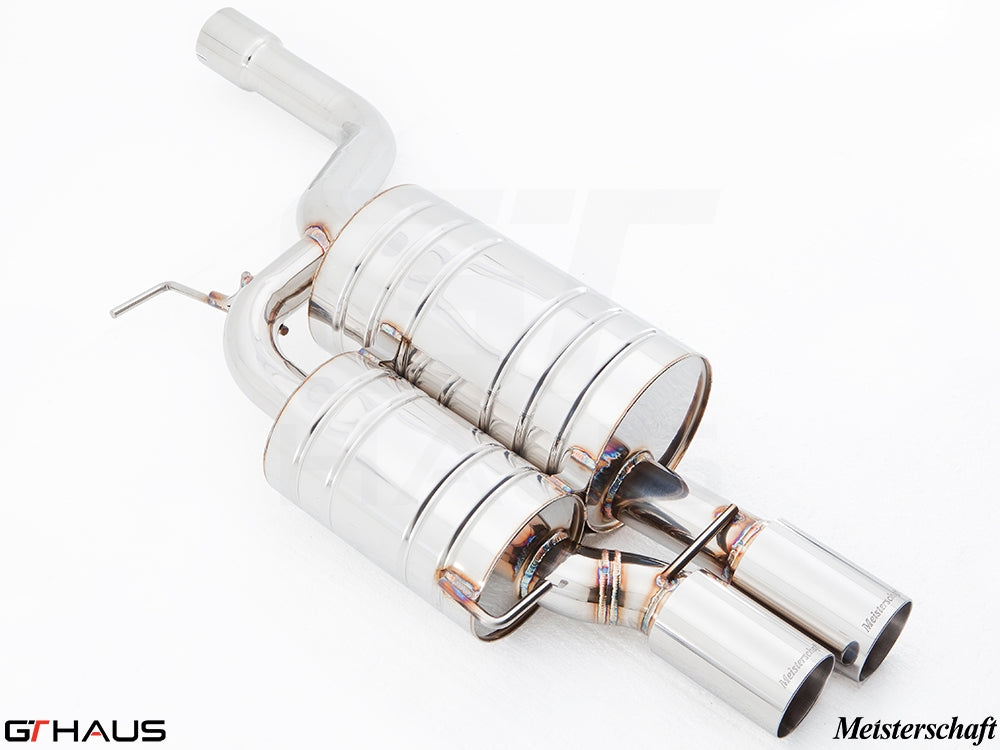 Premium performance exhaust system for BMW E60/61 5 Series, featuring dual tips and stainless steel construction.