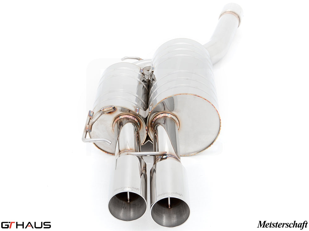 Premium stainless steel exhaust system for BMW E60/61 545i, featuring dual tips and sleek design for enhanced performance.