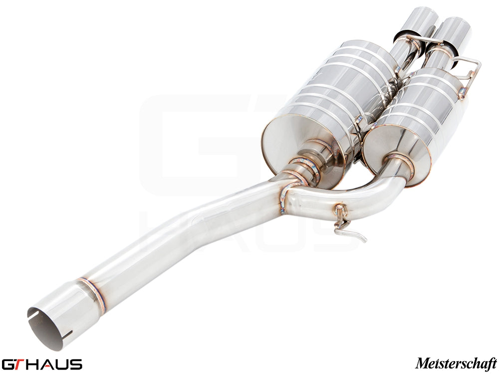 Premium exhaust system for BMW E60/61 550i, featuring stainless steel construction and enhanced performance design.