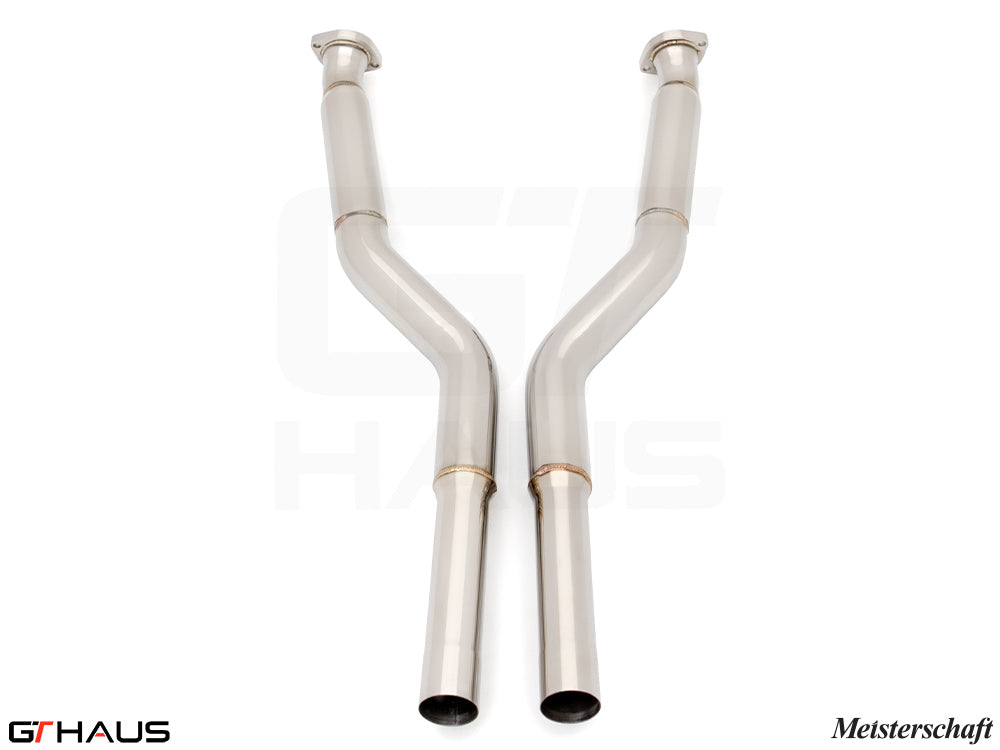 Premium performance straight pipes for BMW E60 M5 Sedan 2006-2010, replacing second catalytic converters for enhanced exhaust flow.