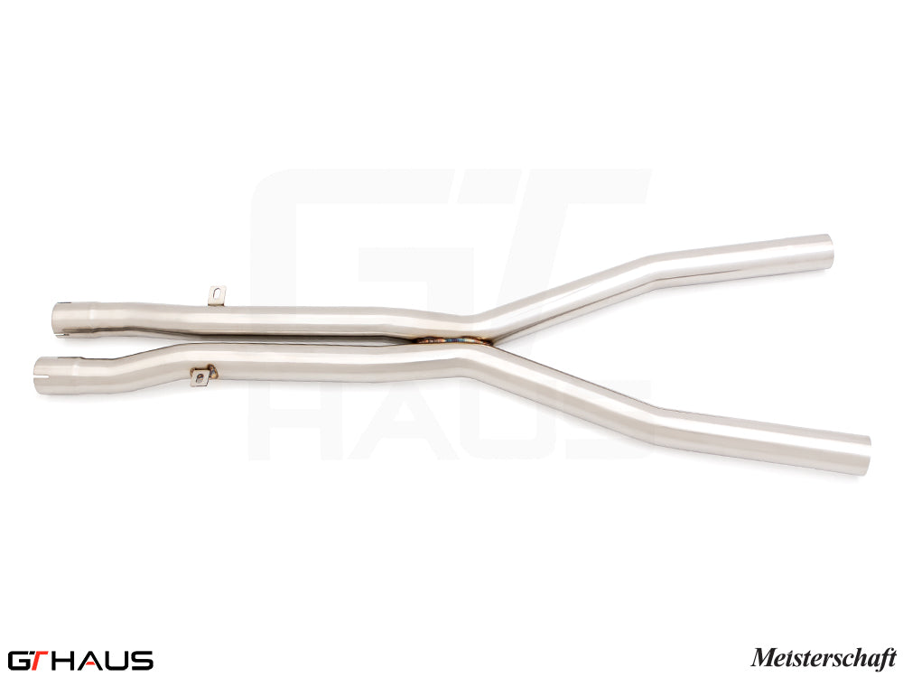 Premium stainless steel X-Pipes for BMW E60 M5 Sedan 2006-2010, designed to replace the resonator for enhanced performance.