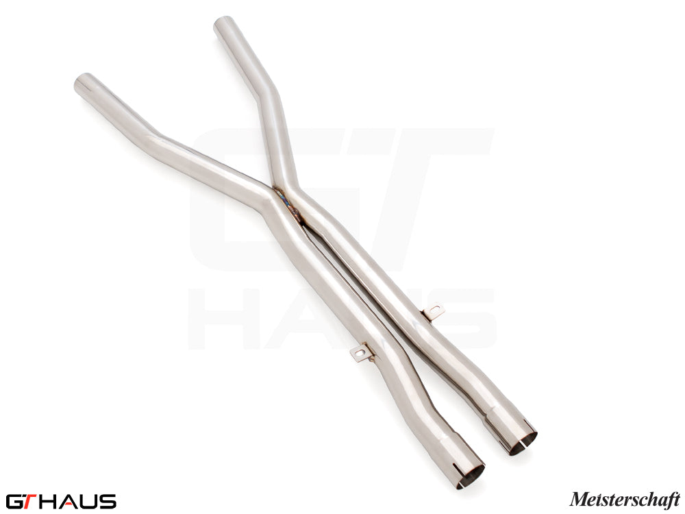 Premium stainless steel X-Pipes for BMW E60 M5 Sedan 2006-2010, designed to replace the resonator for enhanced performance.