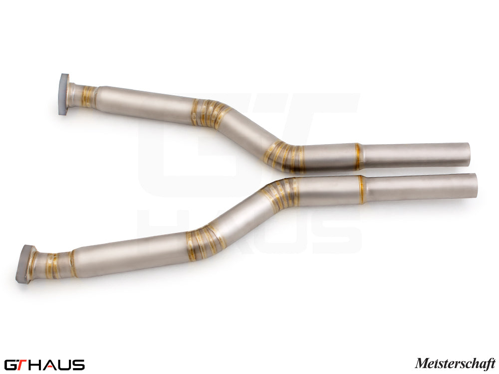 Premium straight pipes for BMW E60 M5 (2006-2010) replacing second cats, enhancing exhaust flow and performance.