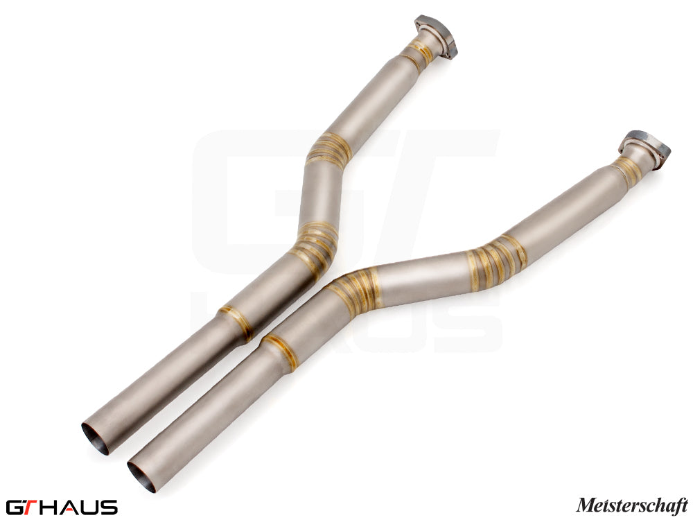 Premium straight pipes for BMW E60 M5 (2006-2010) replacing second cats, enhancing exhaust flow and performance.