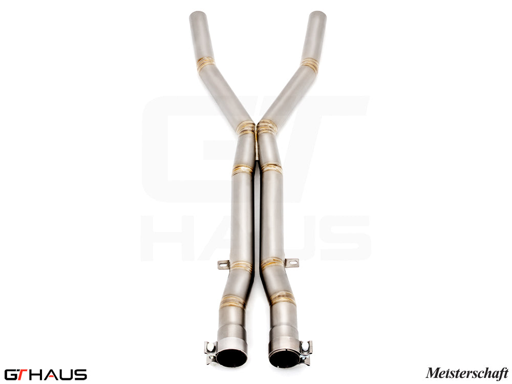 Premium stainless steel X-Pipes for BMW E60 M5 Sedan 2006-2010, designed to replace the resonator for enhanced performance.
