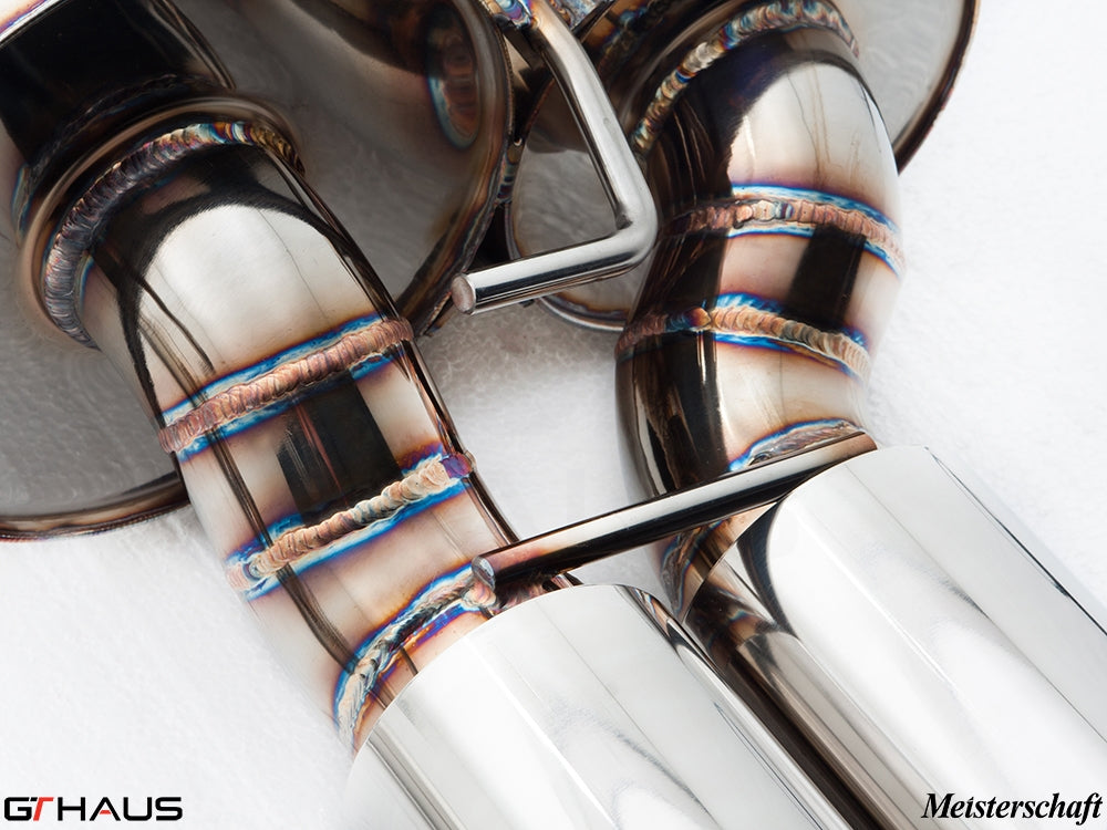 Premium exhaust system for BMW E60 M5 Sedan V10, showcasing high-quality stainless steel construction and precision welding.