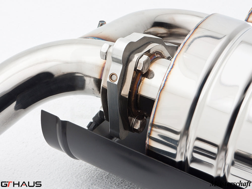 Premium exhaust system component for BMW E60 M5 Sedan V10, showcasing high-quality stainless steel craftsmanship.